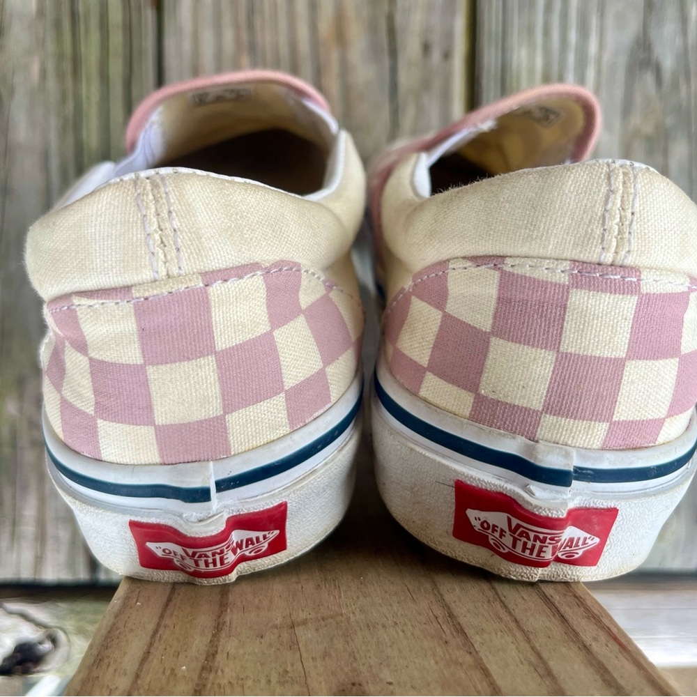 Vans Checkered Slip-On Shoes - Pink and Cream - Picture 3 of 5